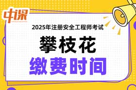 四川省攀枝花市2025年中级注册安全工程师缴费时间与缴费金额